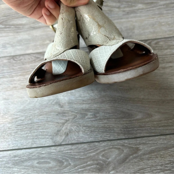 MJUS Metallic Leather Embossed Leather Block Heel Sandals - Picture 4 of 13